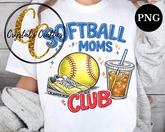 Softball Moms Club PNG, Softball Mom Shirt Design, Game Day Mom PNG, Vintage Sports Mom Sublimation