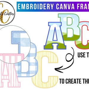 Esboço de bordado Canva Frame Letters, Canva Letters, Canva Frames, Frame, Canva Template, Embroidery Alphabet, Stitch Letter Outline Frame