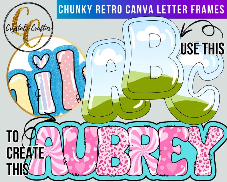Retro Font Canva Letter Frames