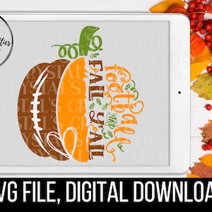 Football Pumpkin SVG: Fall Y'all Design (Digital Download)
