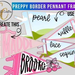 Preppy Pennant Canva Frames, School Spirit Canva Frame, Preppy Canva Frames, Pennant Flag Frame, School Sports, Sports Team Canva Frame