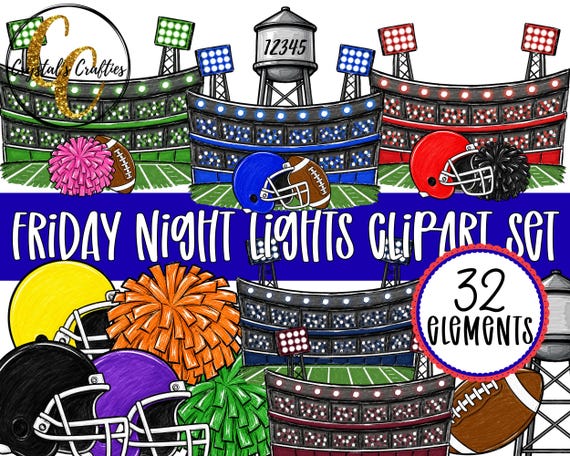 Football Mascots Clipart Set, Friday Night Lights Clipart, Football Stadium PNG Set, School Spirit Clipart