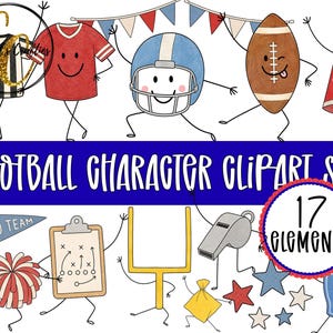 Football Character Clipart Set, Dancing Football PNG Bundle, School Spirit Clipart, Game Day PNG