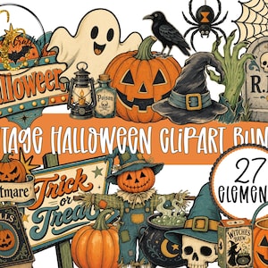 Vintage Halloween Clipart Bundle
