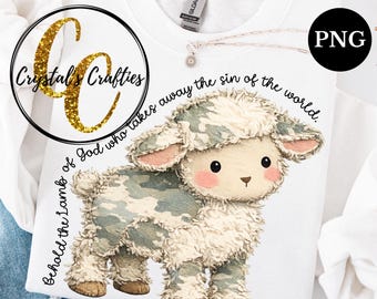 Patchwork Easter Lamb with quote PNG, Easter Sublimation Design, Easter PNG with Bible Verse