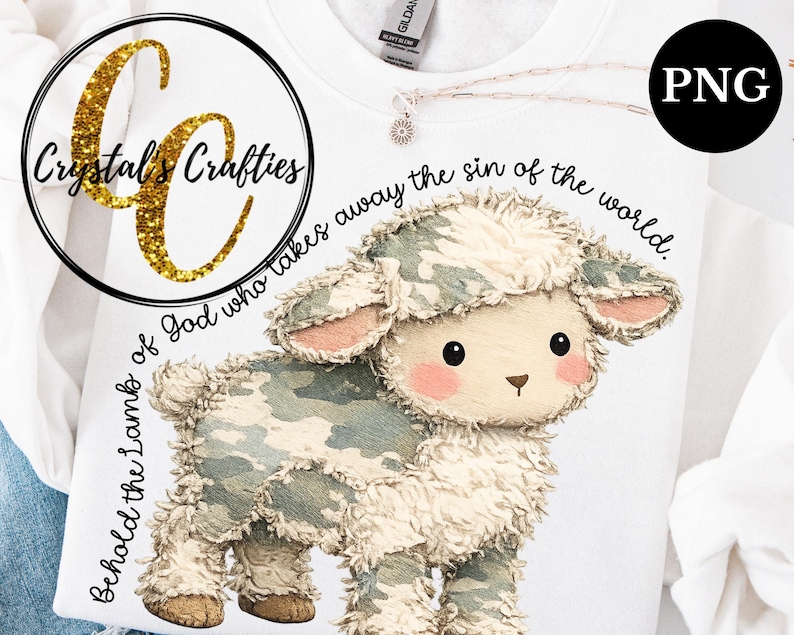 Patchwork Easter Lamb with quote PNG