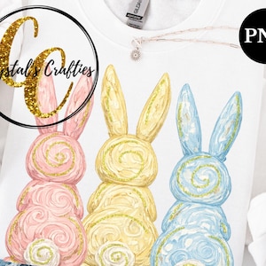 Hand Painted Easter Bunnies PNG