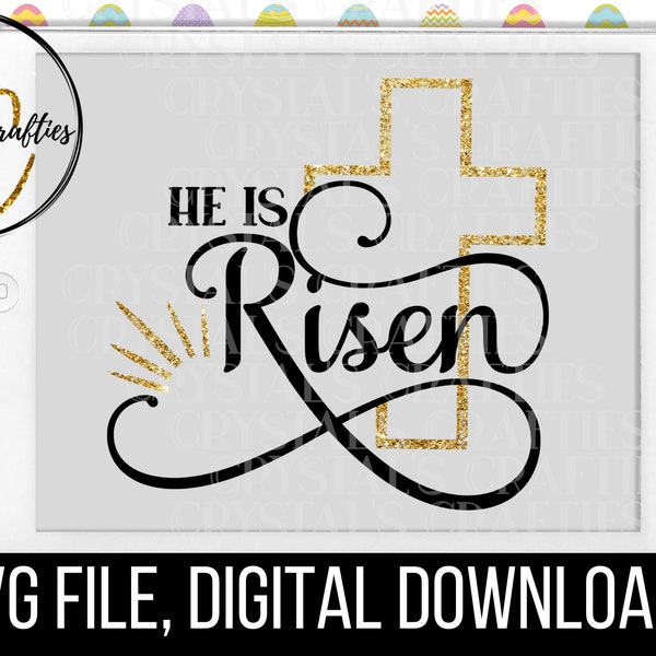 He is Risen SVG, Easter SVG, He is Risen Cut File, Easter Cut File, Religious SVG, Mason Jar svg