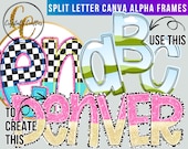Scribble Font Canva Frames, Split Letter Canva Alphabet Frames, Canva Letter Frames, Canva Alphabet, Hand Drawn Alphabet, Canva Font Frames