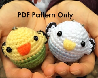 PATTERN: Crochet Amigurumi Cute Budgie Budgerigar Parakeet Stuffed Animal Plush Toy Keychain PDF English