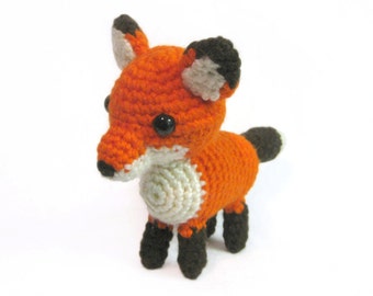 Crochet Amigurumi Cute Orange Fox Stuffed Animal Plush Toy Handmade