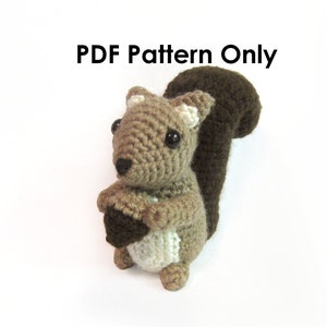 PATTERN: Crochet Amigurumi Cute Brown Squirrel Stuffed Animal Plush Toy PDF English