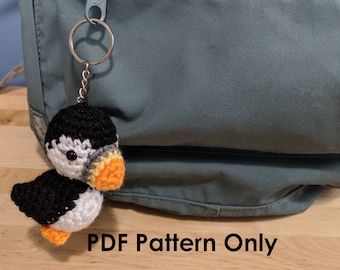 PATTERN: Crochet Amigurumi Cute Puffin Stuffed Animal Plush Toy Keychain PDF English