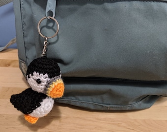 Crochet Amigurumi Cute Puffin Keychain Stuffed Animal Plush Toy Handmade Accessory