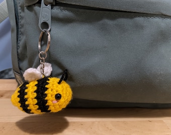 Crochet Amigurumi Cute Bumblebee Bee Keychain Stuffed Animal Plush Toy Handmade Accessory