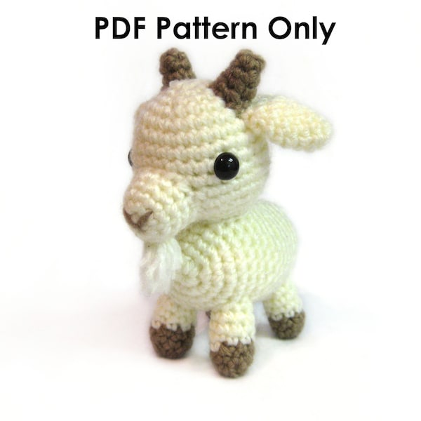 PATTERN: Crochet Amigurumi Cute White Billy Goat Stuffed Animal Plush Toy PDF English