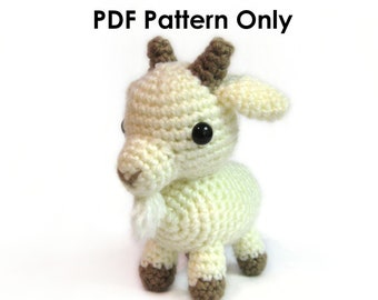 PATTERN: Crochet Amigurumi Cute White Billy Goat Stuffed Animal Plush Toy PDF English