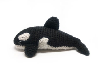Crochet Amigurumi Cute Black White Orca Killer Whale Stuffed Animal Plush Toy Handmade