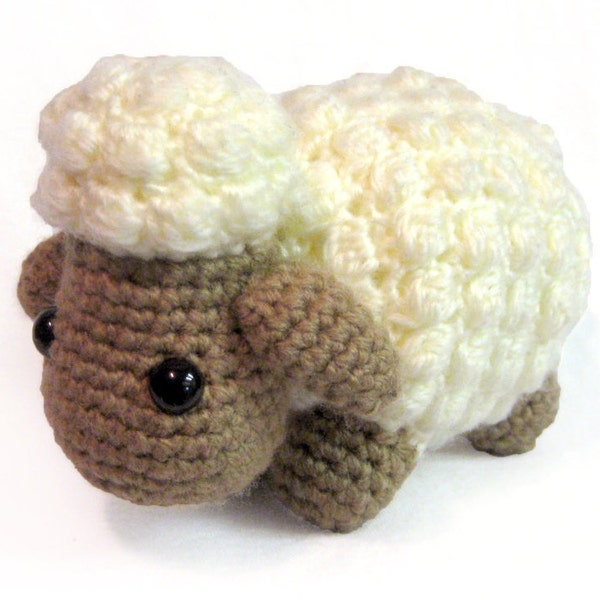 Crochet Amigurumi Cute Fluffy White Sheep Stuffed Animal Plush Toy Handmade