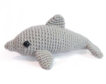 Crochet Amigurumi Cute Grey Dolphin Stuffed Animal Plush Toy Handmade