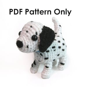PATTERN: Crochet Amigurumi Cute White Black Spotted Dalmatian Dog Stuffed Animal Plush Toy PDF English