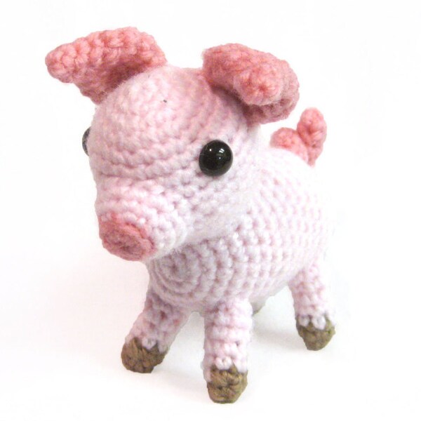 Crochet Amigurumi Cute Pink Pig Piglet Stuffed Animal Plush Toy Handmade