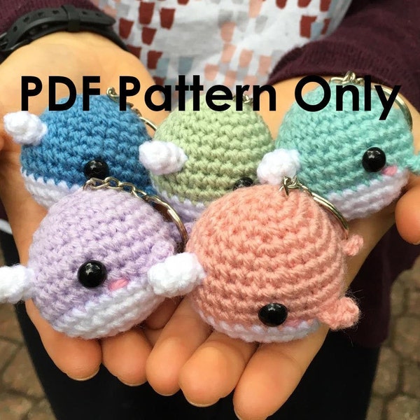 PATTERN: Crochet Amigurumi Cute Narwhal Whale Fish Stuffed Animal Plush Toy Keychain PDF English