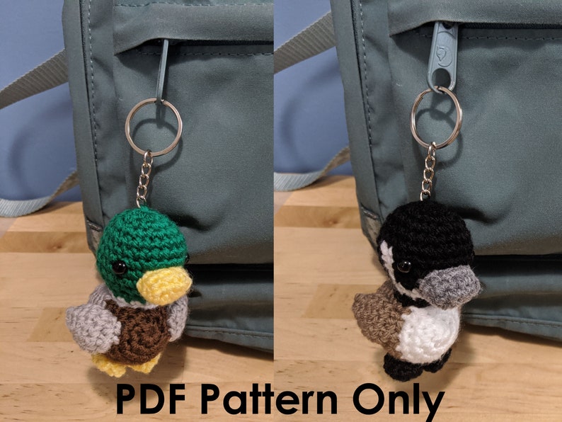 PATTERN: Crochet Amigurumi Cute Canada Goose plus Mallard Duck Stuffed Animal Plush Toy Keychain PDF English Two for One image 1