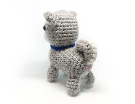 Crochet Amigurumi Cute White Grey Shiba Inu Husky Wolf Dog Stuffed Animal Plush Toy Handmade