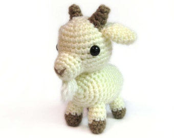 Crochet Amigurumi Cute White Billy Goat Stuffed Animal Plush Toy Handmade