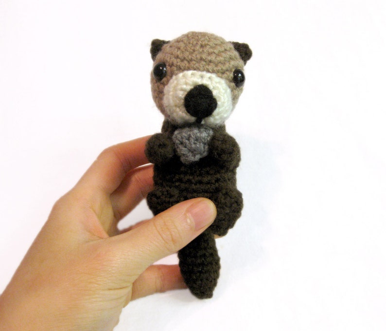 Crochet Amigurumi Cute Brown Sea Otter Stuffed Animal Plush Toy Handmade image 5