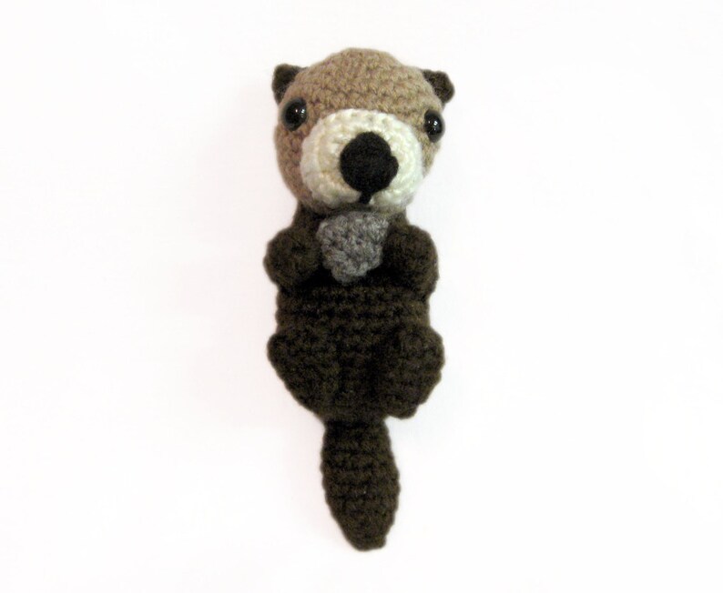 Crochet Amigurumi Cute Brown Sea Otter Stuffed Animal Plush Toy Handmade image 1
