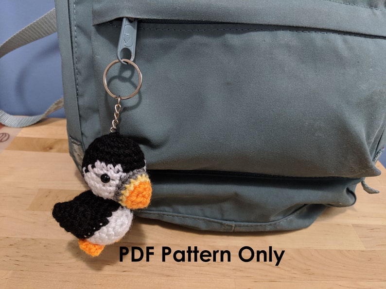 PATTERN: Crochet Amigurumi Cute Puffin Stuffed Animal Plush Toy Keychain PDF English image 1