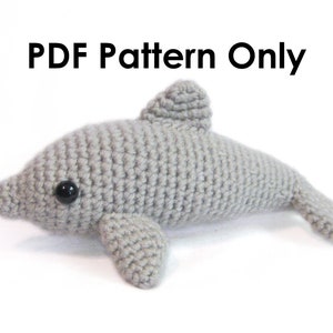 PATTERN: Crochet Amigurumi Cute Grey Bottlenose Dolphin Whale Stuffed Animal Plush Toy PDF English
