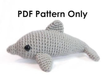 PATTERN: Crochet Amigurumi Cute Grey Bottlenose Dolphin Whale Stuffed Animal Plush Toy PDF English