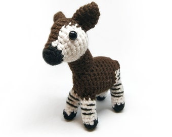 Crochet Amigurumi Cute Brown Okapi Stuffed Animal Plush Toy Handmade