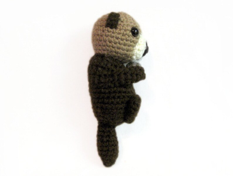 Crochet Amigurumi Cute Brown Sea Otter Stuffed Animal Plush Toy Handmade image 3