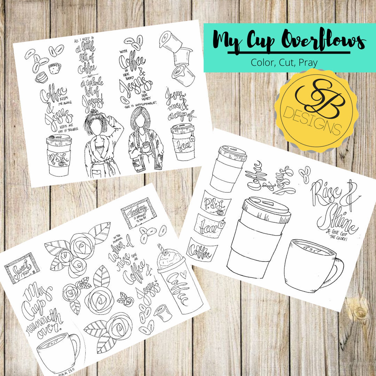 Printable 3-page My Cup Overflows color Cut Pray - Etsy