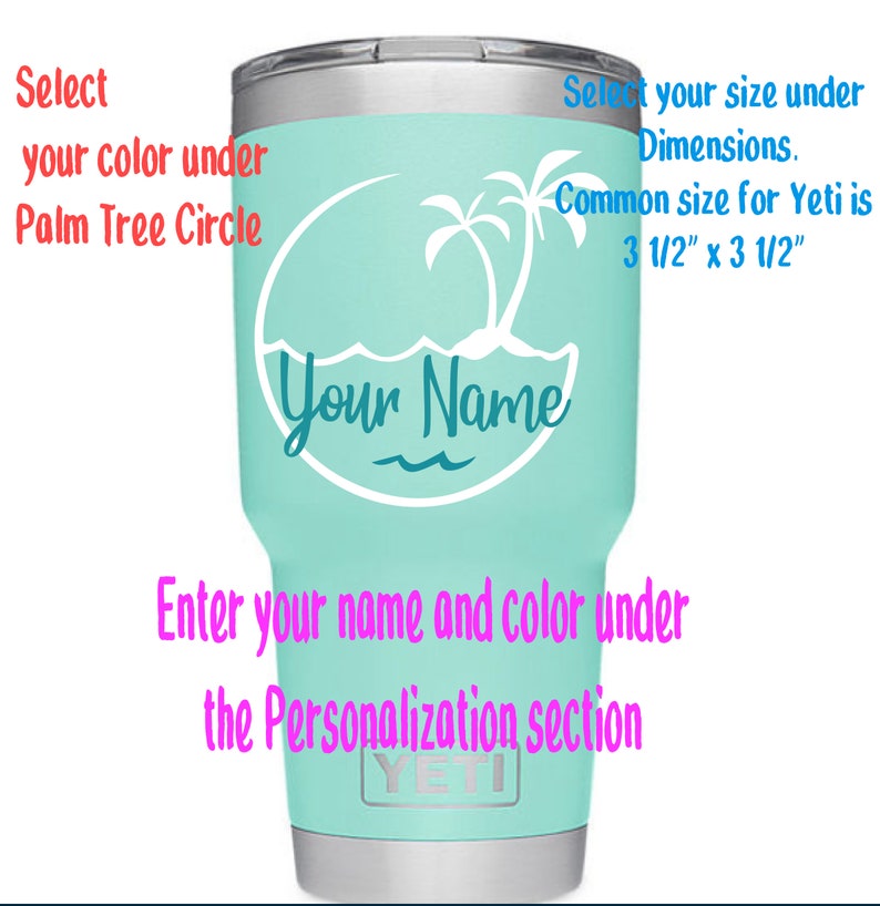 Decals for Yeti Cups Beach Decals Personalized Car Stickers Etsy
