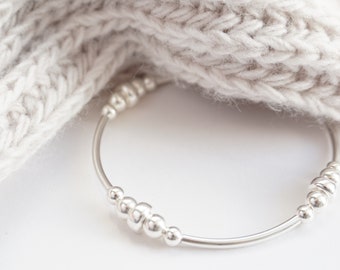 Sterling Silver plain chunky stretch noodle bracelet