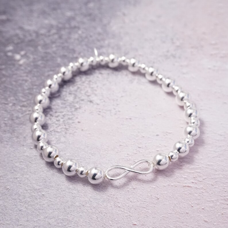 Sterling Silver Chunky Stretch Bracelet With Infinity Etsy UK