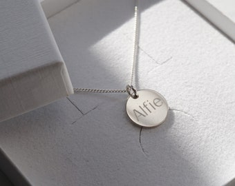 Sterling Silver Personalised Disc Necklace