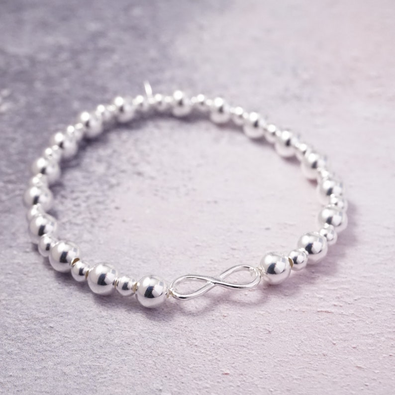 Sterling Silver chunky stretch bracelet with Infinity Etsy