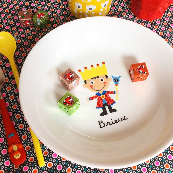 Assiette Creuse Enfant Personnalisee En Porcelaine Roi Etsy