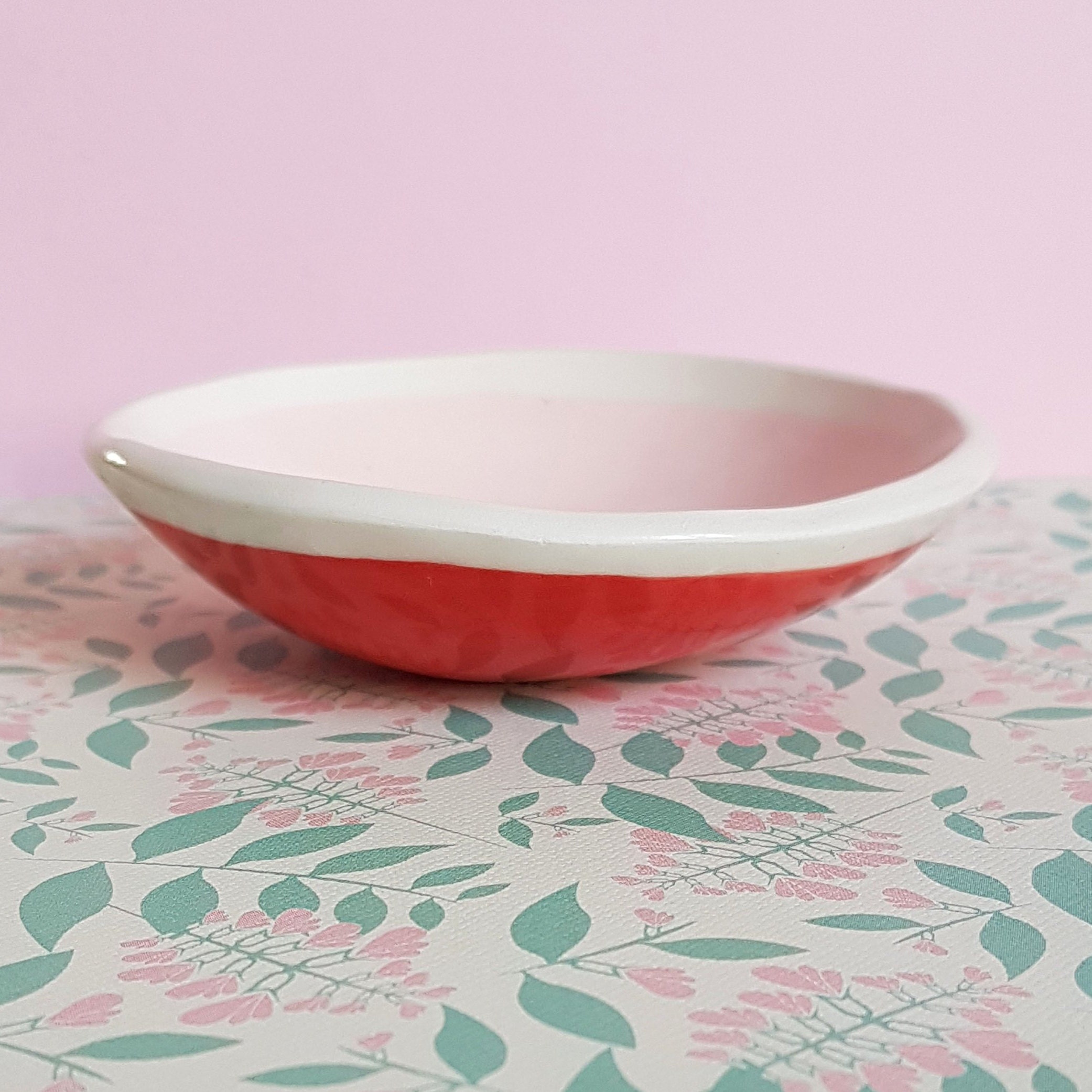 Petite Coupelle Bicolore/Rose Clair - Rouge Foncé Céramique Fait Main Unique Artisanal Table Minikiw