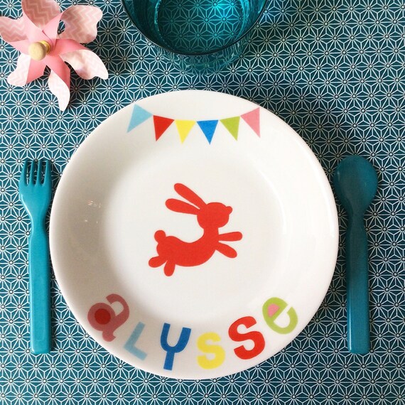 Assiette Creuse Enfant Personnalisee En Porcelaine Lapin Etsy
