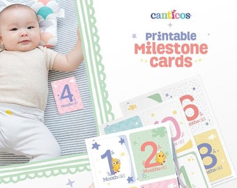 Canticos PRINTABLE Baby Monthly Milestone Downloadable Cards | Print at home | Baby's First Year