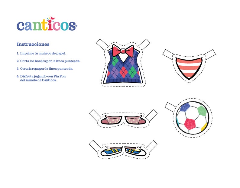 Canticos Pin Pon PRINTABLE Cut-out Paper Doll Downloadable Activity PDF image 2