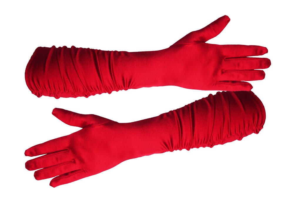 Red Satin Long Gloves Evening Gloves Opera Gloves Etsy UK