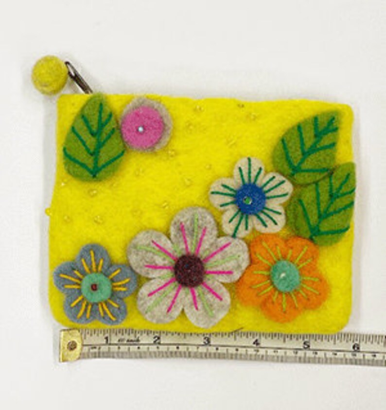 Felt Flowers Sequin Pouch Flower Felt Wallet Felt Coin Pouch Handmade Felt Wallet Christmas Gift Idea